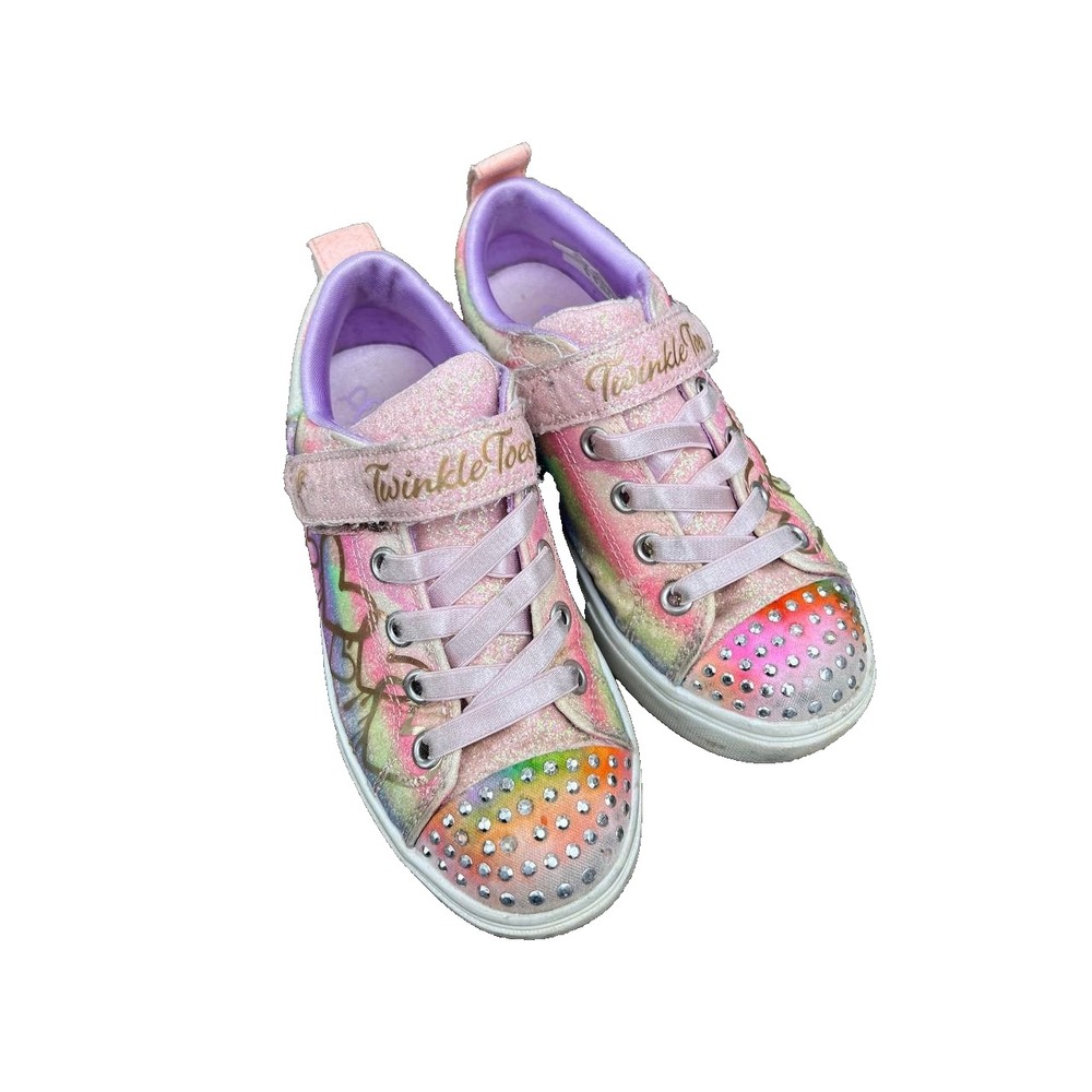Skechers Twinkle Toes Girls Rainbow Heart Glitter Light Up Sneakers 13 S000199
